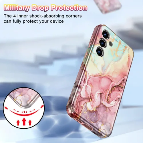 Miniatura 5 de Btscase para Samsung Galaxy S25, [Probado contra caídas de grado militar] Funda protectora de diseño de patrón de mármol, resistente, delgada