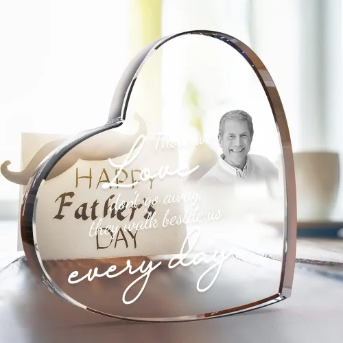 Miniatura 3 de Foto de cristal 3D – Corazón grabado con imagen, regalos personalizados para el día de la madre con tu propia foto para mamá, papá, hombres