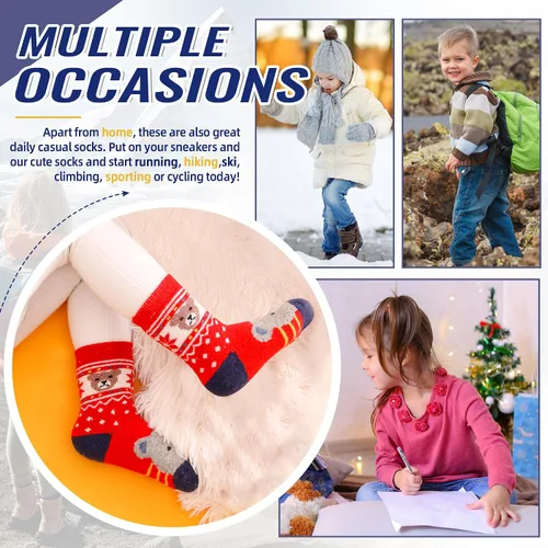 Miniatura 78 de Eocom 6 pares de calcetines de invierno cálidos de lana para niños y niñas