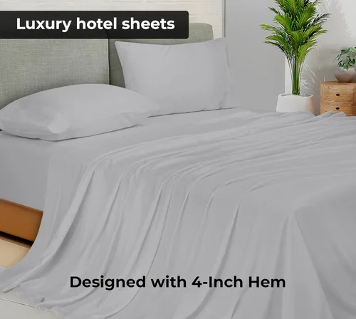 Miniatura 2 de Royale Linens Sábana encimera Twin XL - Sábanas lisas ultrasuaves de microfibra cepillada 1800 solamente - Libre de arrugas y resistente a las Plata
