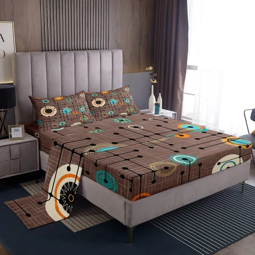 Miniatura 9 de Erosebridal Juego de sábanas de cama negro y rojo, juego de sábanas de tamaño individual abstracto moderno, sábanas a cuadros brillantes 3D, juego