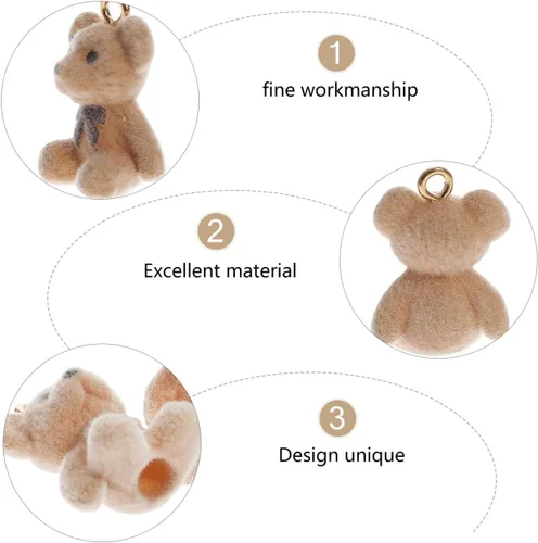 Miniatura 6 de EXCEART 10 Uds. Mini oso pendiente colgante encantos dulces 3d uñas encantos pulsera artesanía joyería collar de resina animal marrón claro Dibujos