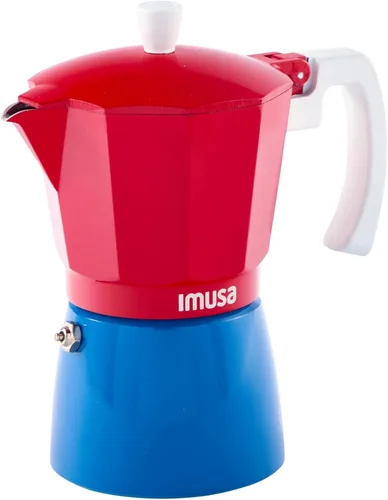 IMUSA Cafetera de Espresso para Estufa, Olla Moka de 3 Tazas, Edición de Colores Caribeños – Café Cubano, Estilo Italiano, Demitasse, Cortadito,