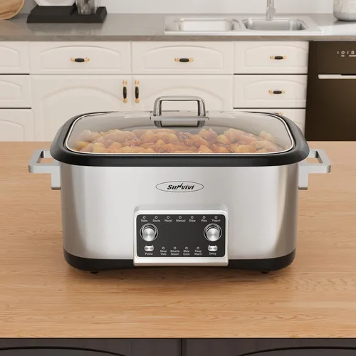 Miniatura 6 de Olla de cocción lenta programable 12 en 1 de 8 cuartos, multicocina calentador de alimentos con temporizador digital, control de temperatura, olla