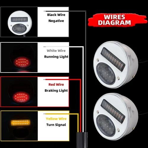 Miniatura 3 de FATECIM Luz Trasera LED Vintage Duolamp 12V Indicador de Parada Trasera Señales de Giro Secuenciales de Flujo Lámpara de Matrícula Lente Ahumado