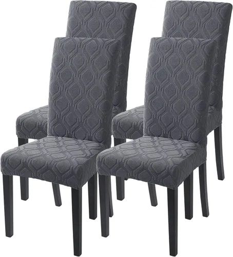 Miniatura 59 de SearchI Juego de 4 fundas para sillas de comedor, elásticas con estampado floral, fundas deslizables para sillas Parsons de spandex, removibles