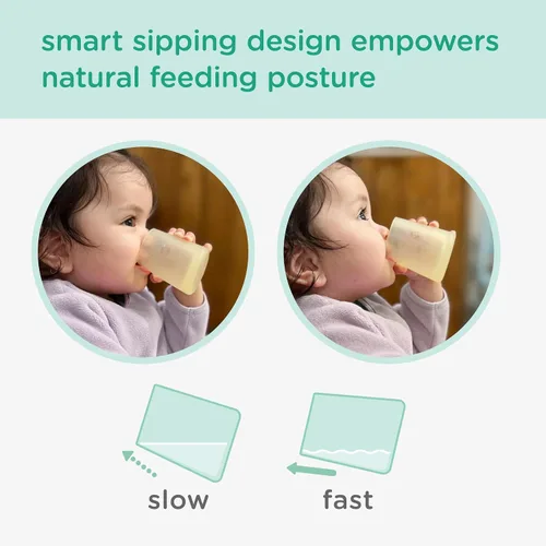 Miniatura 4 de Olababy First Cup Clear Sense - Taza de entrenamiento infantil 100% silicona, vaso medicinal de 2 onzas para recién nacido, diseño antideslizante