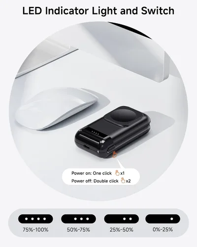 Miniatura 4 de Cargador de reloj portátil para Samsung Galaxy Watch8/8Classic/Ultra (2025)/7/Ultra/6/5, 6000 mAh reloj y cargador de teléfono para Samsung Galaxy