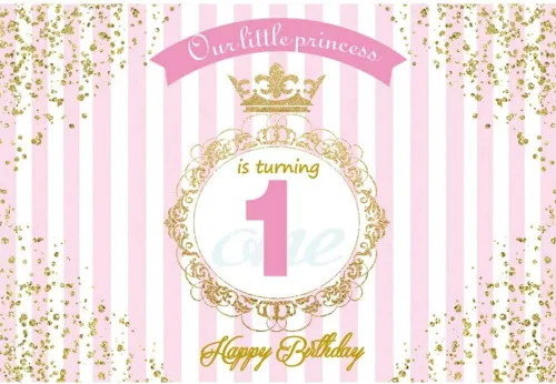 Miniatura 7 de Leyiyi Fondo de fondo de 1.er cumpleaños de princesa real de 5 x 3 pies, pancarta de rayas rosas y blancas, corona de lujo, fondo de día B, manchas
