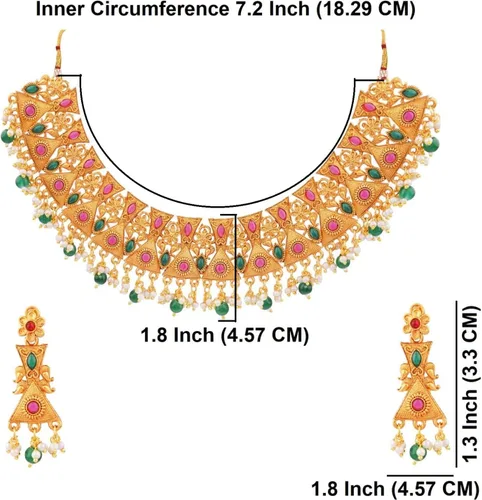 Miniatura 4 de Efulgenz Indian Wedding Jewelry for Women Antique Gold Tone Pink Choker Necklace Set Faux Pearl Drop Dangle Earrings Faux Kundan Bridal Set Indian