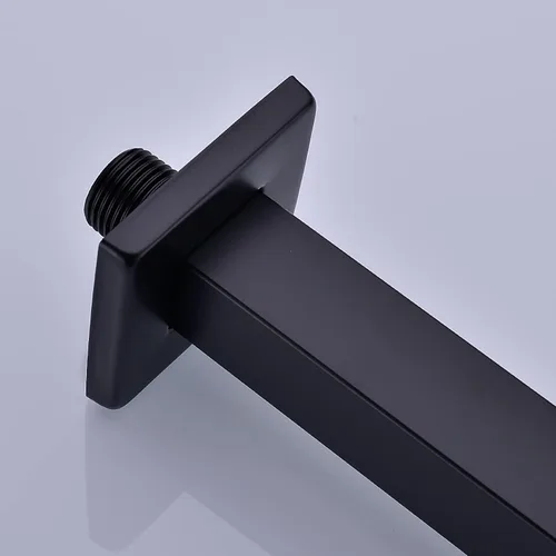 Miniatura 4 de Brazo de ducha cuadrado de 6 pulgadas con brida, brazo de extensión de cabezal de ducha de lluvia de repuesto negro mate de acero inoxidable