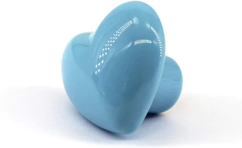 Miniatura 2 de Flomore Pomo de cerámica azul para cajones de armario para habitación de niños, tirador en forma de corazón para cajones de aparador