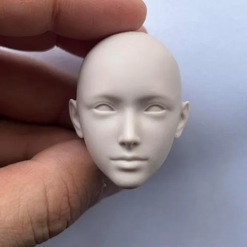 Miniatura 10 de Esculpa de cabeza femenina a escala 1/6, Beauty Girl sin pintar, tallada en la cabeza para cuerpo de figura de acción PH TBL JO de 12 pulgadas (C)