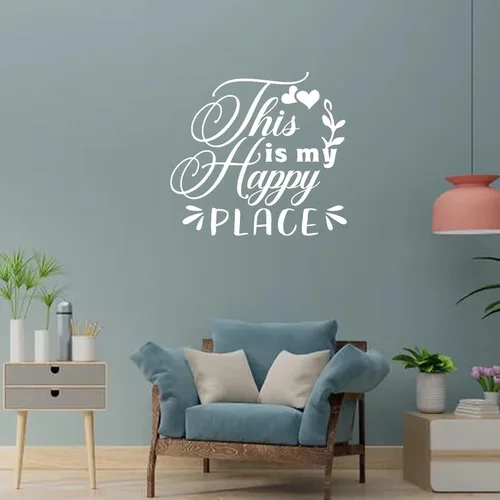 Miniatura 4 de Calcomanías de pared con texto en inglés "This is My Happy Place" (This is My Happy Place) removibles para decoración de paredes de habitación