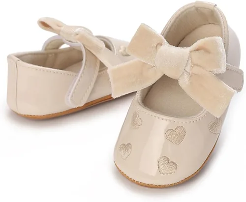 Miniatura 3 de COSANKIM Zapatos Mary Jane para bebé y niña, suela suave, con lazo, princesa, boda, antideslizantes, para bebé, para primera caminata, zapatos