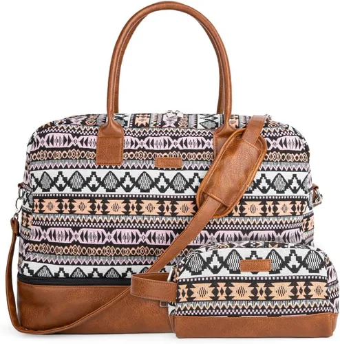 MyMealivos Bolsa de lona para el fin de semana o viaje durante la noche, bolsa de tela de lana gruesa con bolsa para zapatos