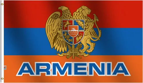 Bandera de Armenia de 3 x 5 pies para exteriores, grande, moderada para exteriores, ambos lados, poliéster 100D, cabecera de lona y doble costura,