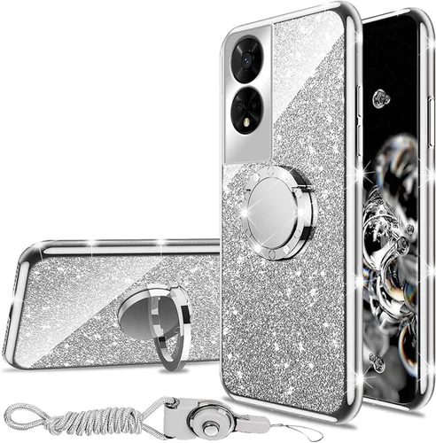 Miniatura 26 de nancheng Funda de teléfono para TCL A3X (A600DL), funda para Alcatel TCL A3X niñas y mujeres, bonita funda de silicona transparente con purpurina