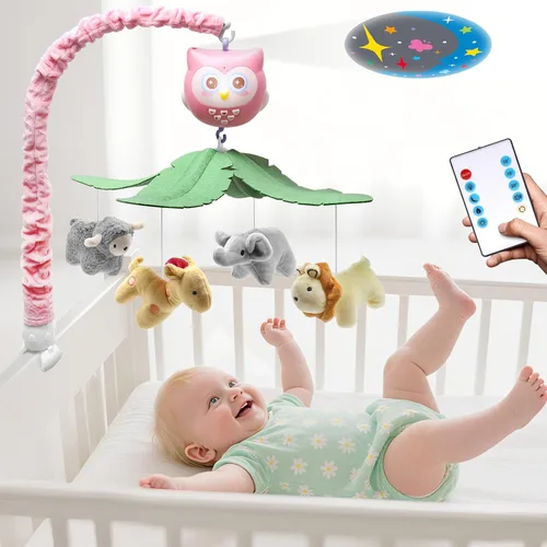 Miniatura 8 de Cuna móvil para bebé con música y luces para niños, animales móviles musicales para cuna, juguetes para niñas, juguetes colgantes, portátil, safari
