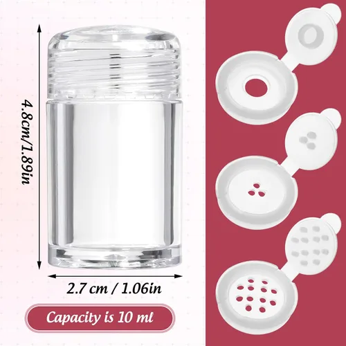 Miniatura 3 de RAYNAG 6 botellas vacías de polvo suelto para viajes, cosméticos con purpurina en polvo, para sombra de ojos, botella agitadora con tamiz y tapas