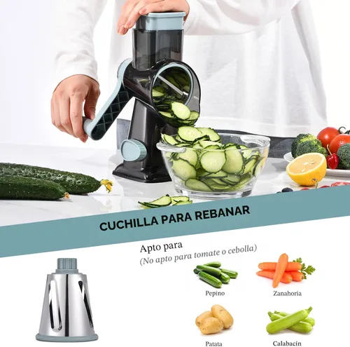 Miniatura 4 de Rallador de queso rotativo con mango Triturador de cocina Rallador Rebanador Rallador Raspador de hielo Rallador de queso para verduras, nueces