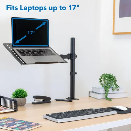 Miniatura 3 de Mount-It! Soporte de escritorio para laptop, brazo ergonómico totalmente ajustable para laptop con bandeja ventilada, gestión de cables, abrazadera