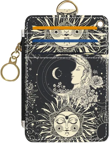 Miniatura 12 de Portafolios delgado Portafolios para tarjetas de crédito, Portafolios RFID para mujer Linda pequeña cartera de bolsillo frontal con cremallera