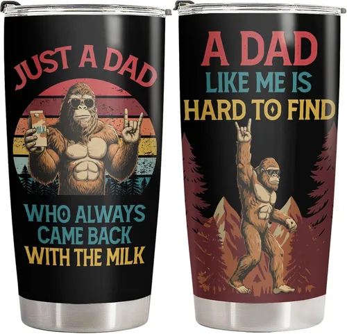Miniatura 10 de 34HD Regalos para el Día del Padre de parte de su hija, vaso de viaje aislado de dinosaurio Dadasaurus, vaso de 20 onzas, divertido regalo de Vaso