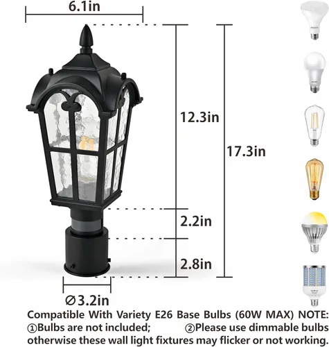 Miniatura 7 de Paquete de 2 lámparas de poste para exteriores, sensor de movimiento de 17 pulgadas y lámpara de columna de porche exterior del atardecer al