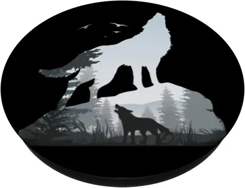 Miniatura 2 de Wilderness Mountains Nature Howling Wild Animal Wolf PopSockets PopGrip: agarre intercambiable para teléfonos y tabletas