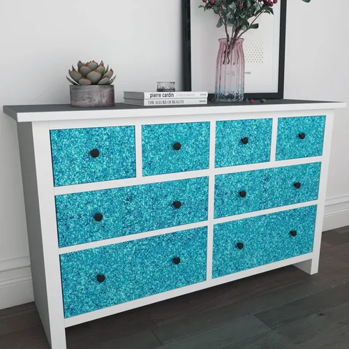 Miniatura 2 de Decotalk Papel tapiz azul con purpurina para pegar y despegar con purpurina de 17.7 x 120 pulgadas, papel de pared azul brillante para paredes
