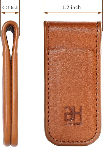 Miniatura 18 de Soporte magnético delgado para tarjetas de visita de cuero genuino para hombres, Negro -, Slim