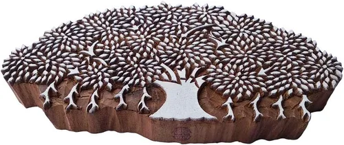 Miniatura 11 de Sello de madera de arcilla Patrón de árbol grande Bloque de impresión grande