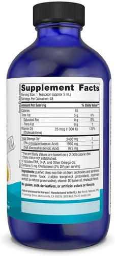 Miniatura 2 de Nordic Naturals Ultimate Omega Xtra Liquid, sabor a limón, 8 onzas, 3400 mg de omega-3 + 1000 UI de vitamina D3, EPA y DHA, salud cerebral, corazón