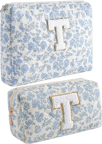 Miniatura 12 de Bolsa de maquillaje alfabética JOVAKIT, bolsa de cosméticos para mujeres, regalos de Navidad para niñas de 6 a 18 años, neceser de viaje con flores