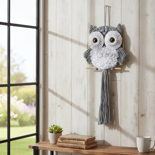 Miniatura 14 de ACEDSGN Tapiz de macramé para colgar en la pared, diseño bohemio hippy, tapiz hecho a mano, decoración de pared para cuarto del bebé, dormitorio