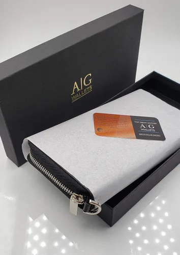 Miniatura 7 de Muñequera de piel auténtica de gran capacidad con protección RFID
