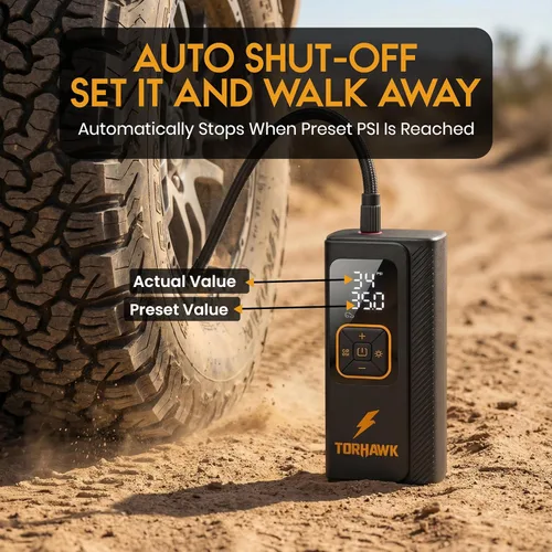 Miniatura 7 de Inflador de neumáticos de doble cilindro resistente, compresor de aire portátil, 7500 mAh, 160 PSI, bomba de aire inalámbrica de doble potencia