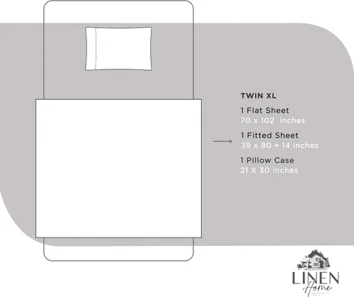 Miniatura 6 de Linen Home Juego de sábanas 100% de percal de algodón, fresco, ligero, sólido, tamaño individual XG, 3 piezas, 1 sábana encimera, 1 sábana 04 - Plata