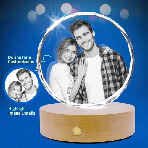 Miniatura 2 de HAN'S LASER Foto de cristal 3D, regalos personalizados con tu propia foto para mujer, esposa, mamá, papá, novia, padre, marido, gran aniversario