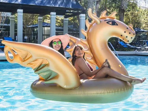Miniatura 2 de Flotador para alberca gigante, inflable 103 pulgadas. dorado Dragón