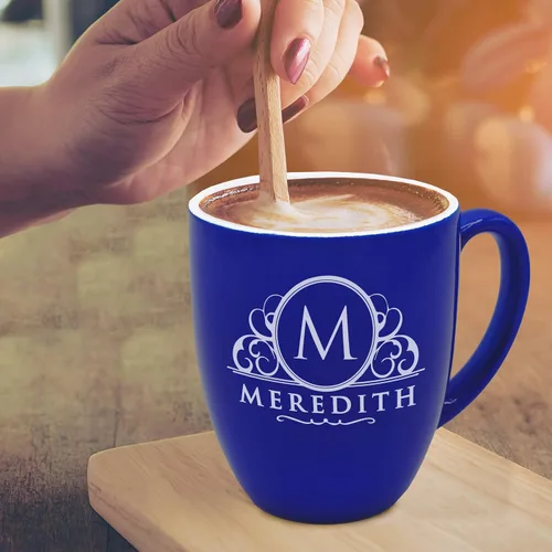 Miniatura 5 de The Wedding Party Store Taza de café con leche grabada personalizada, taza de café y té personalizada (azul)