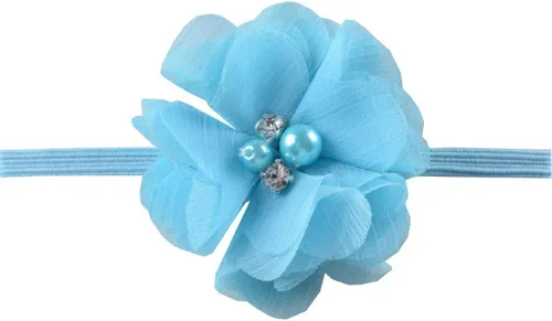 Miniatura 5 de 30 apliques de tela de gasa azul perla con diamantes de imitación para ropa, diademas de flores, manualidades, decoración de fiestas, apliques