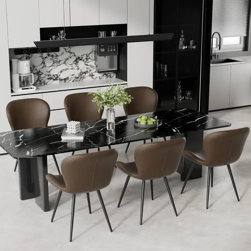 Miniatura 26 de Nalupatio Juego de 2 sillas de comedor, modernas sillas de comedor con respaldo cómodo, sillas de cocina tapizadas gruesas, 19 pulgadas de altura