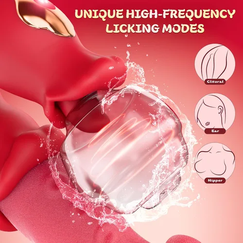 Miniatura 3 de Vibrador de Juguetes Sexuales, Juguetes para Adultos para Mujeres, Vibradores de Empuje, Consolador Rose, Juguete Sexual con 10 Modos de Lamer