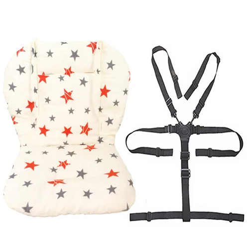 Twoworld Funda para cojín de asiento de silla alta para bebé y correas para silla alta (arnés de 5 puntos) 1 traje (estrellas)