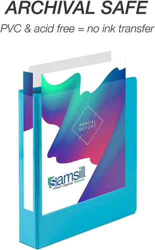 Miniatura 292 de Samsill - Carpeta duradera de 5 pulgadas, fabricada en los Estados Unidos, con anillos en D, transparente y personalizable, color blanco