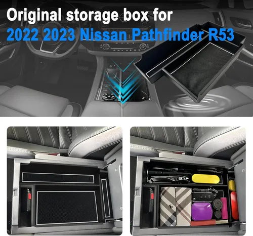 Miniatura 5 de SHAOHAO Bandeja organizadora para consola central Nissan Pathfinder 2025 2026 2022 2023 2024 2025 2026 Pathfinder S/SV/SL/Rock Creek/Platinum Caja