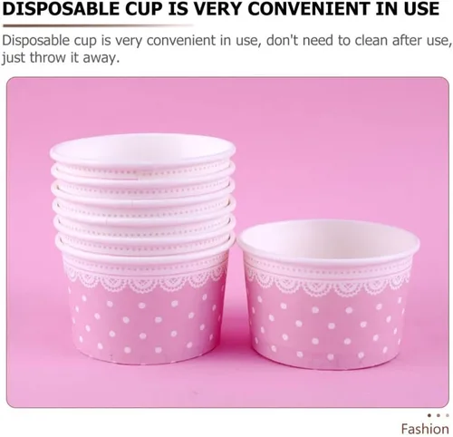 Miniatura 7 de Paquete de 100 tazas desechables de postre de color rosa de 3.9 pulgadas, cuencos de papel para helado de helado, budín, yogur, fiesta, boda