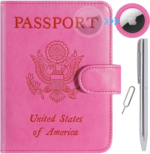 Miniatura 34 de Funda para pasaporte, cartera con bloqueo RFID, funda de piel para tarjetas, accesorios de viaje para mujeres y hombres, negro
